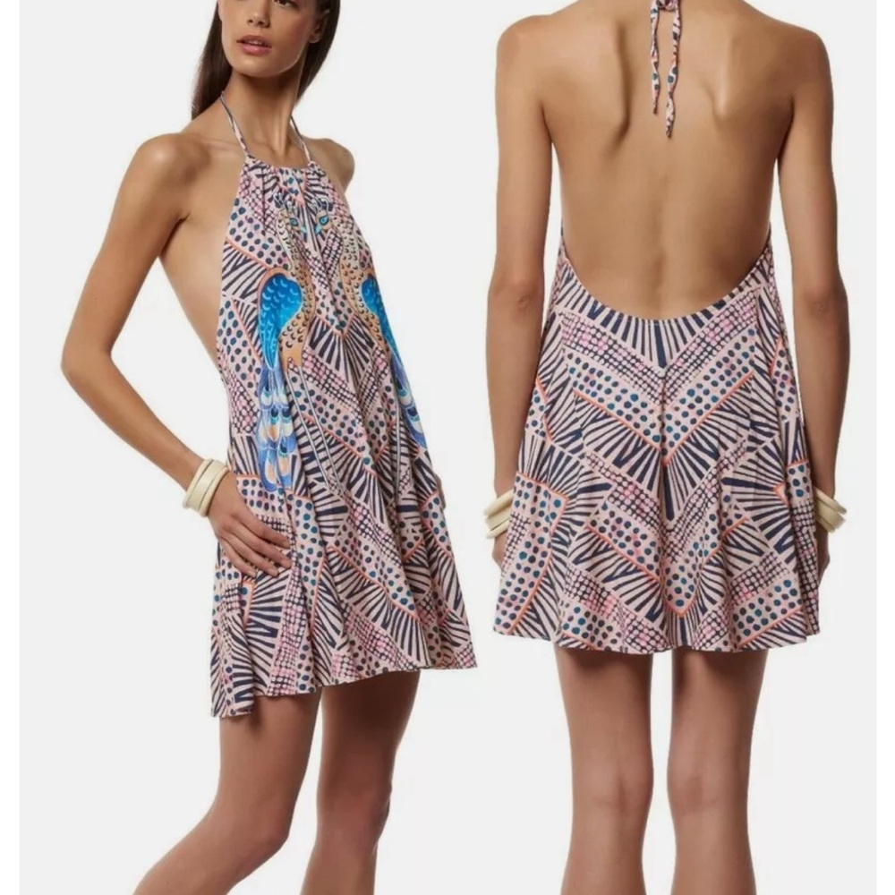 Mara Hoffman Pink Swim Coverup with Halter Neck and Open Back